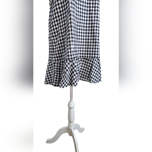 Madewell checkered black white and gray cap sleeve V-neck bell sleeves size 10 - Picture 12 of 12